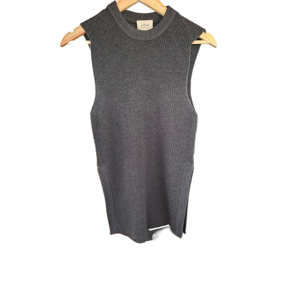 WILFRED | ARITZIA Grey Knit Sleeveless Slit Sweater